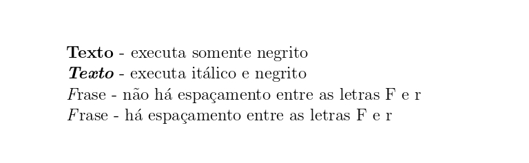 Resultado da diferenca entre o textit e o it no LaTeX