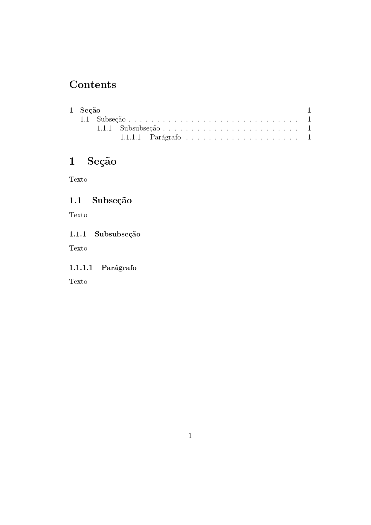 Inclusão de nível abaixo de subsection no LaTeX