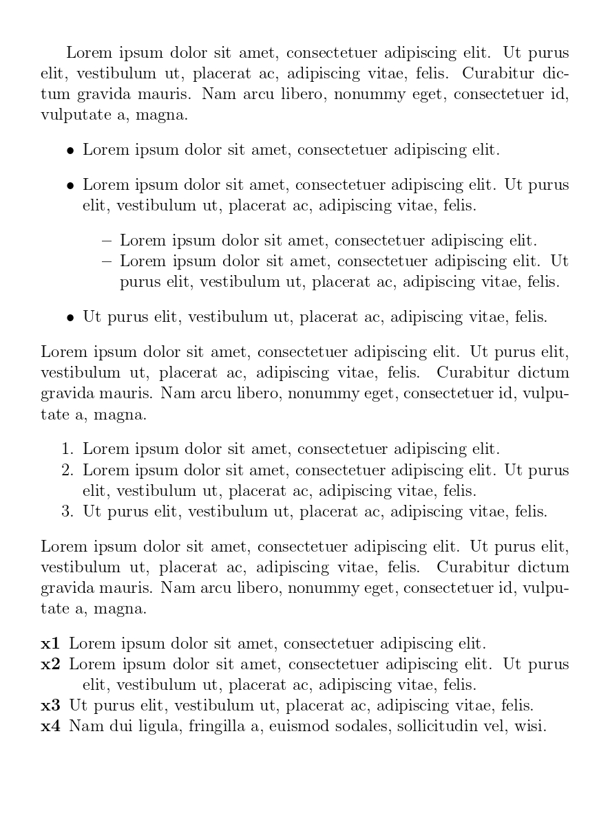 resultado da alteração de espaçamento dos itens de listas específicas