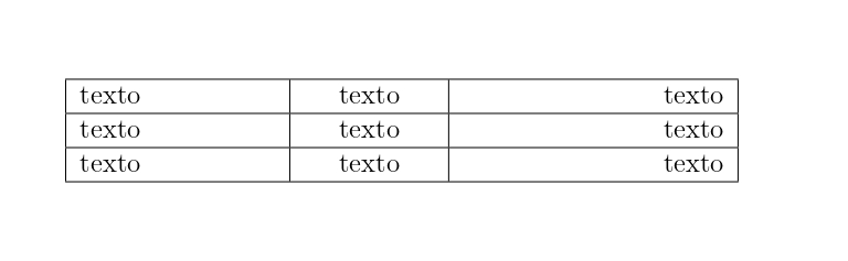 Exemplo de como criar uma tabela de largura fixa no LaTeX