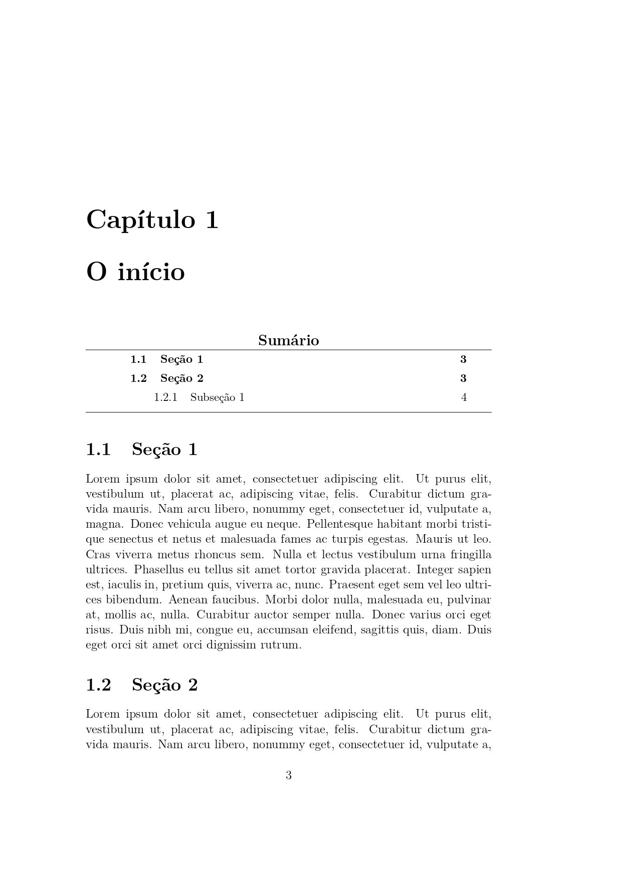 Sumário do capítulo no LaTeX