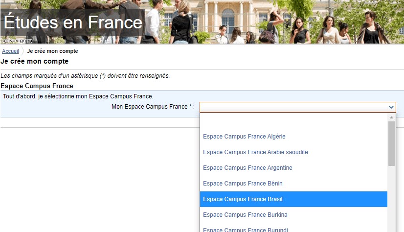 Escolha do campus france brasil