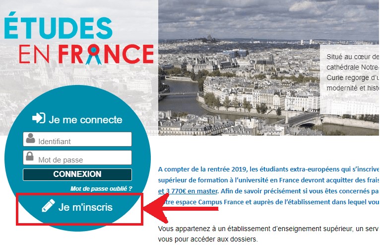 Inscrição no campus france