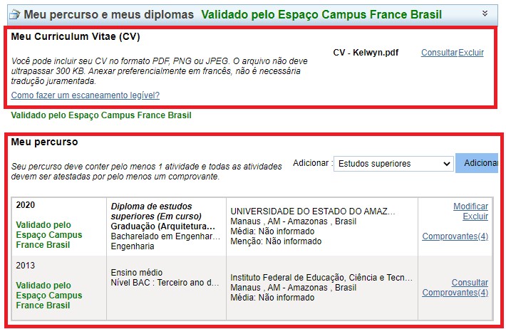 Upload de diplomas e certificados